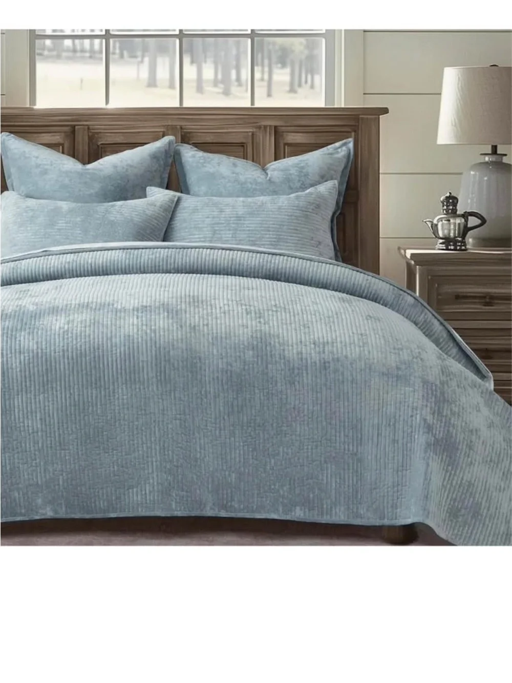 EverGrace Velvet Quilt Set full/queen Size, Luxurious Soft Quilted Bedding Set